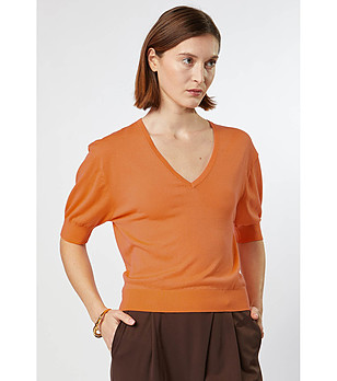 Памучна дамска блуза в оранжево Ardenа снимка