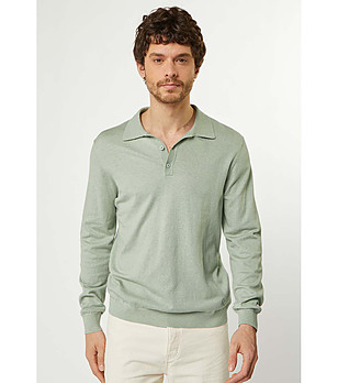 Светлозелена мъжка блуза от фино плетиво с памук Abner снимка