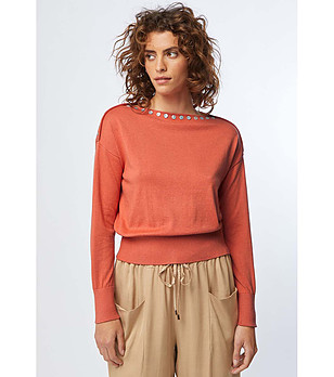 Дамска блуза в оранжев нюанс с високо съдържание на памук снимка