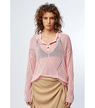 Ефирна дамска блуза в розов нюанс Holika снимка