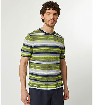 Мъжка блуза с високо съдържание на памук в зелено, бежово и тъмносиньо снимка